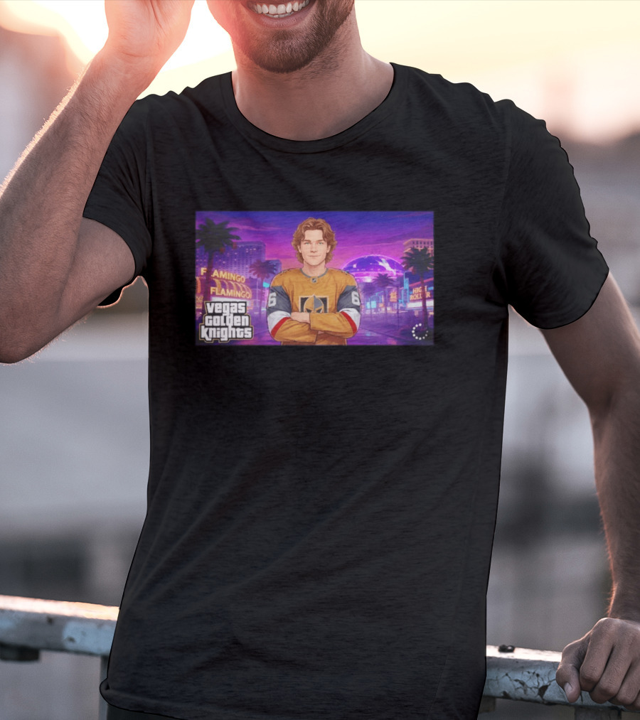 Vegas Golden Knights Kaedan Korczak Flamingo High Roller 66 T-Shirt