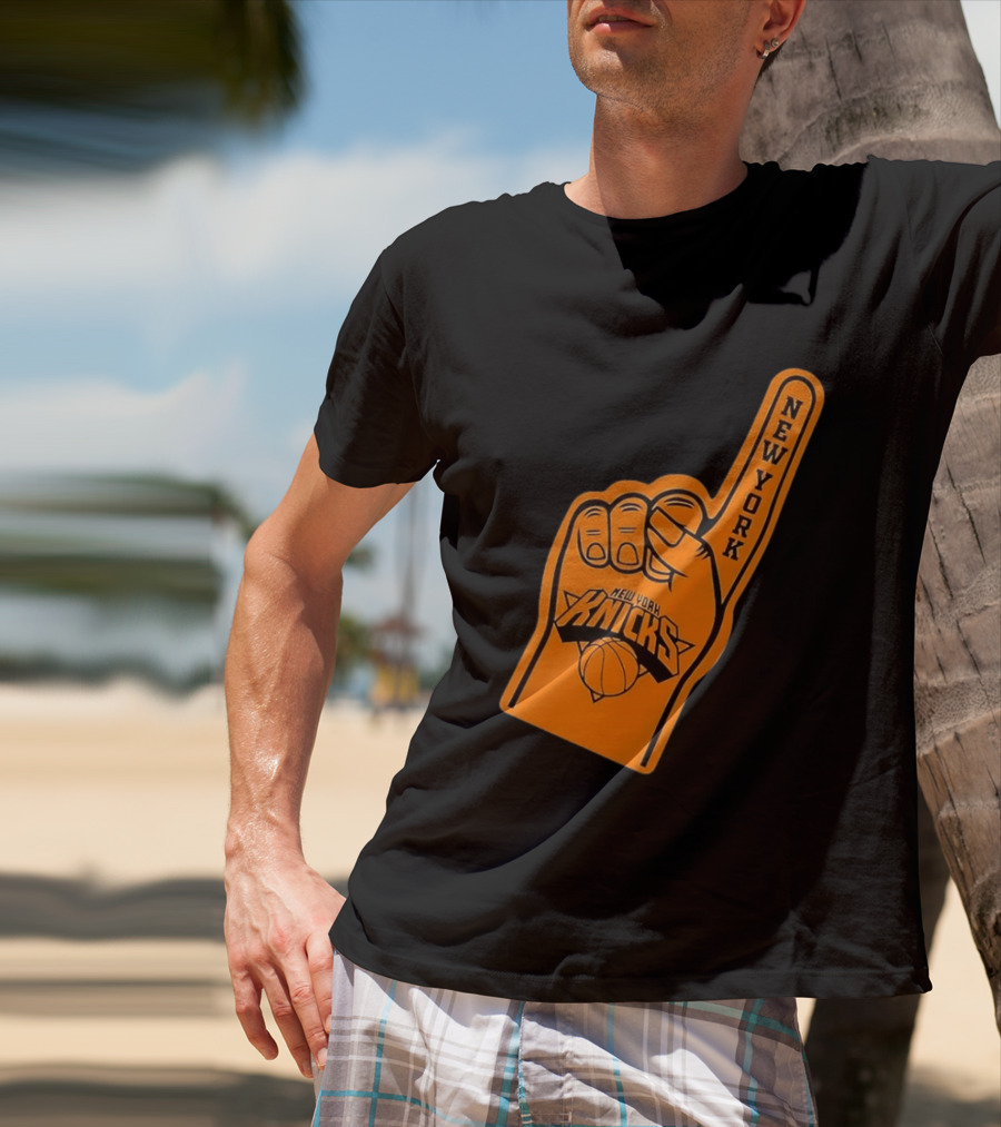 New York Knicks Foam Finger Basketball Fan Gear T-Shirt