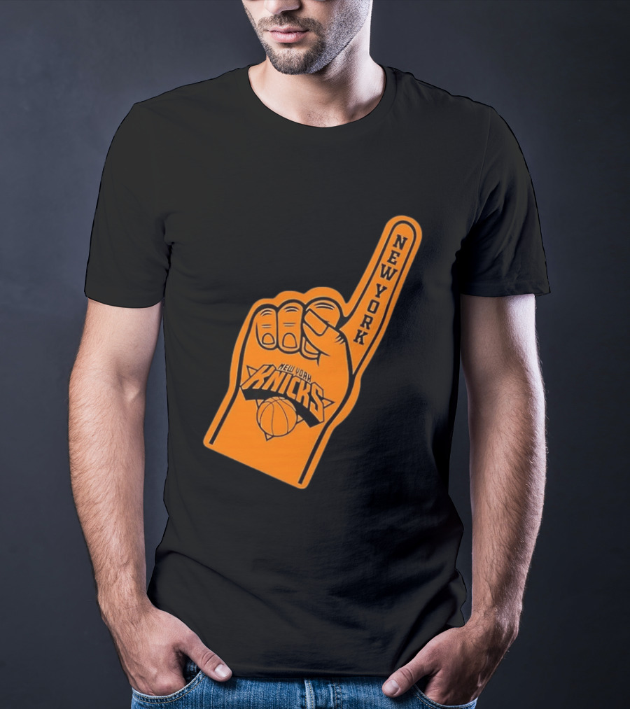 New York Knicks Foam Finger Basketball Fan Gear T-Shirt