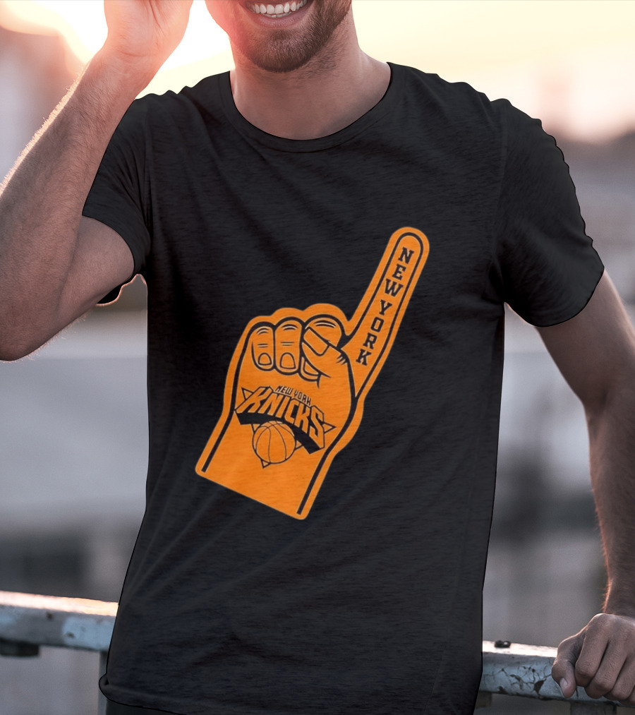 New York Knicks Foam Finger Basketball Fan Gear T-Shirt