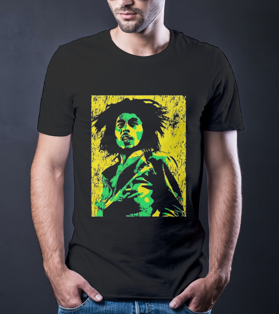 Bob Marley One Love Reggae Art Green Yellow T-Shirt