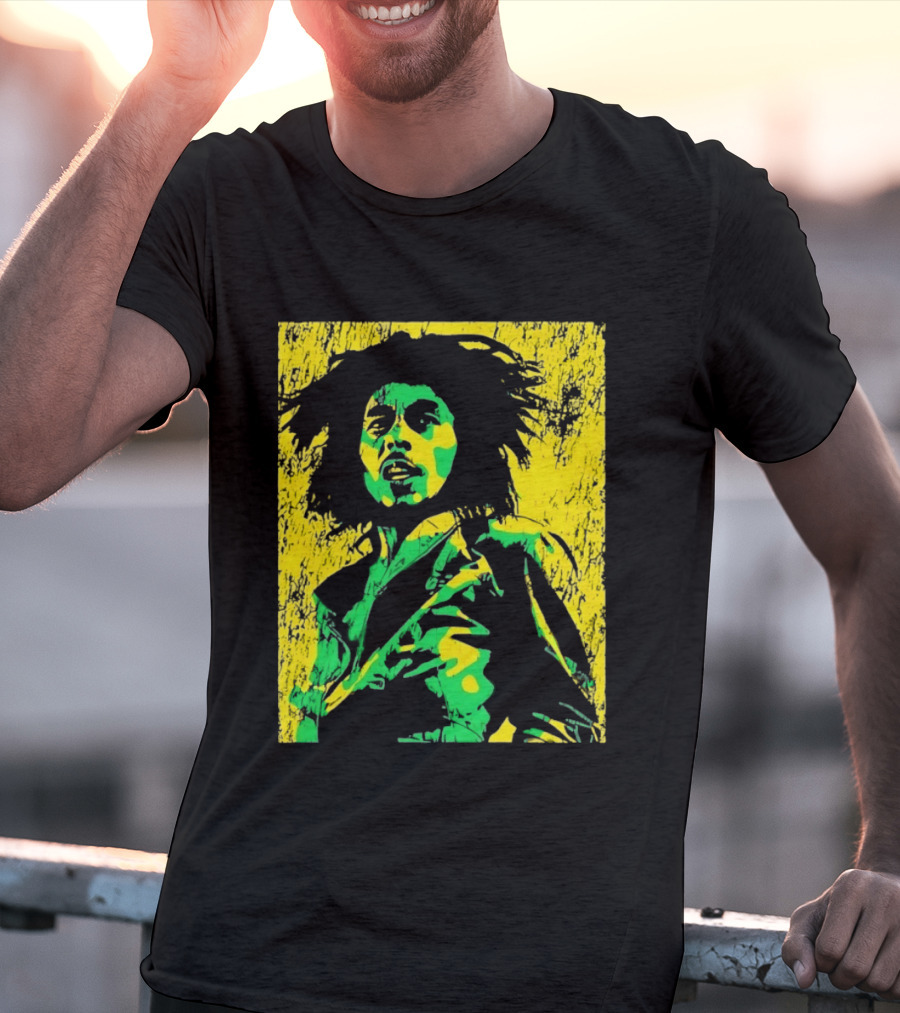 Bob Marley One Love Reggae Art Green Yellow T-Shirt