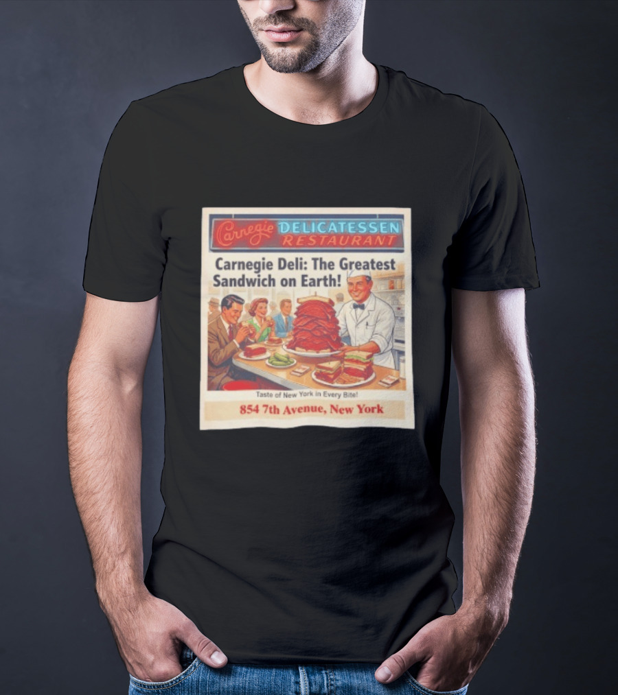 Carnegie Delicatessen Restaurant Carnegie Deli The Greatest Sandwich On Earth 854 7th Avenue New York T-Shirt