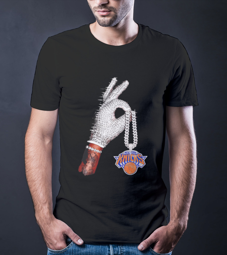 New York Knicks Iceman Glove Chain Basketball Fashion T-Shirt