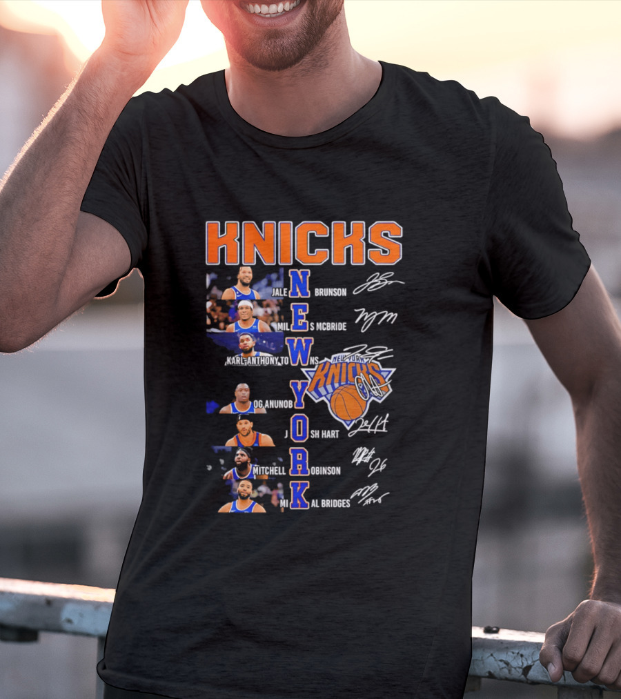 Knicks Jalen Brunson Julius Randle RJ Barrett Josh Hart Mitchell Robinson Immanuel Quickley Quentin Grimes RJ Randle Bridges Knicks Basketball T-Shirt