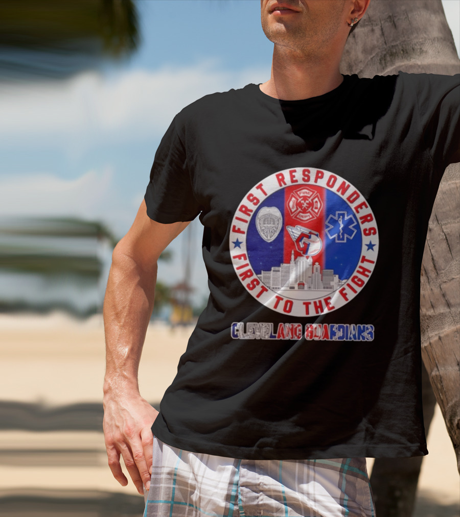 Cleveland Guardians First Responders First To The Fight Police Fire Medical Cityscape T-Shirt