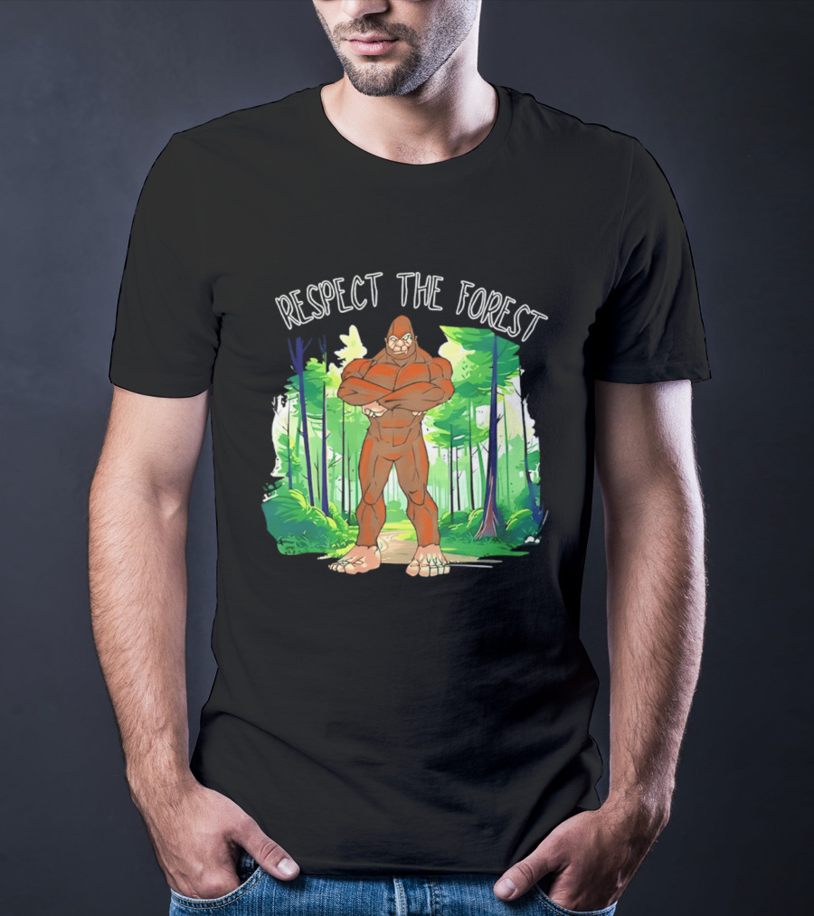 Respect The Forest Bigfoot Cartoon T-Shirt