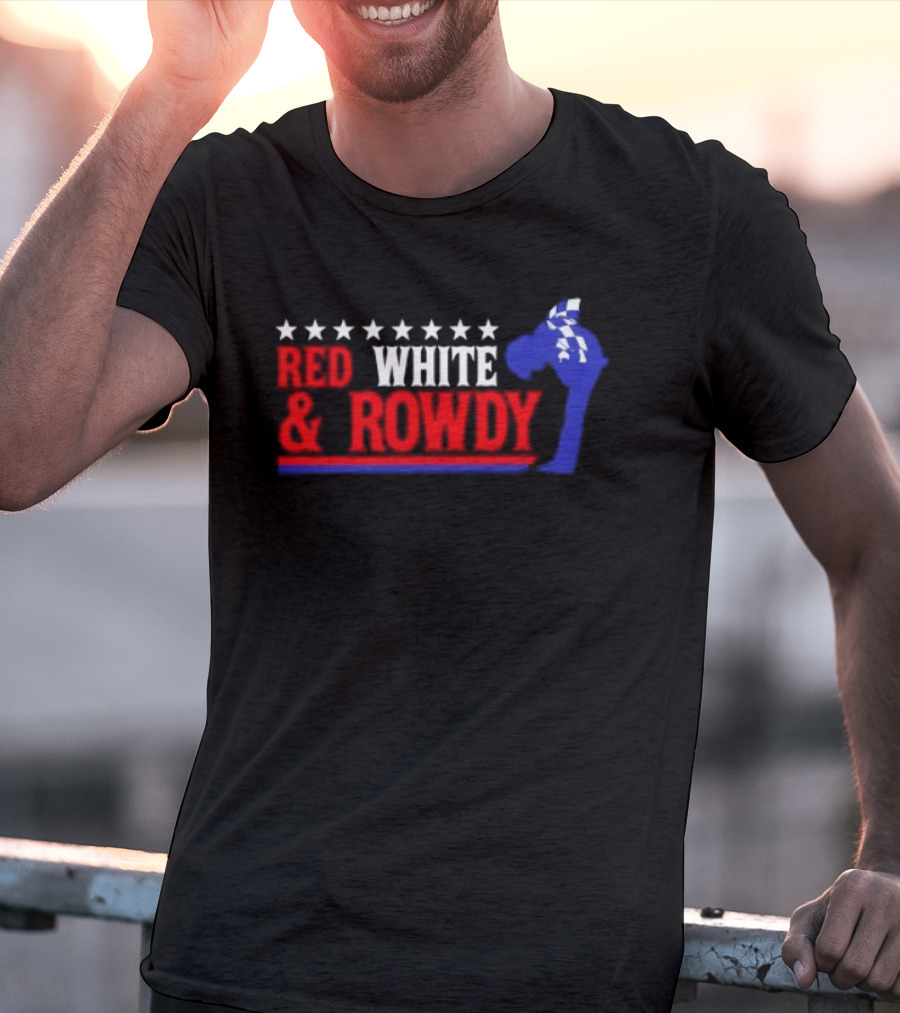 Red White & Rowdy Kyle Busch Racing Stars And Checkered Flag T-Shirt