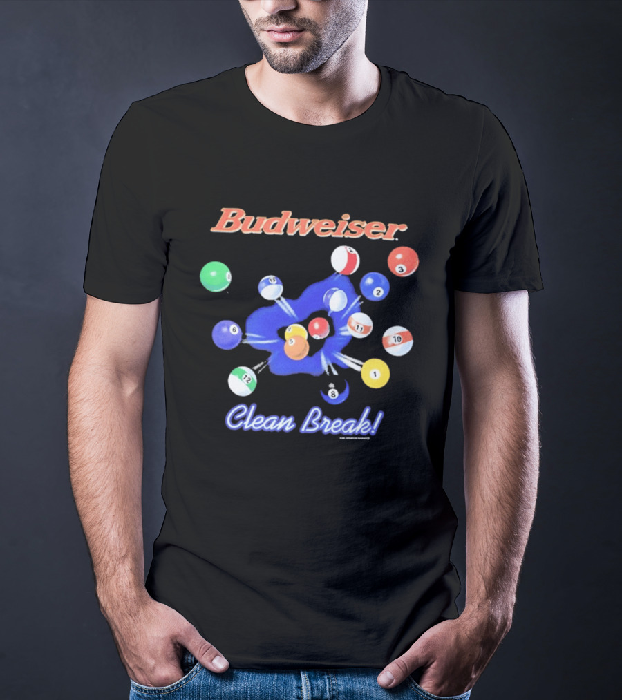 Budweiser Clean Break 90s Heavy Faded Black Pool Balls Splash T-Shirt