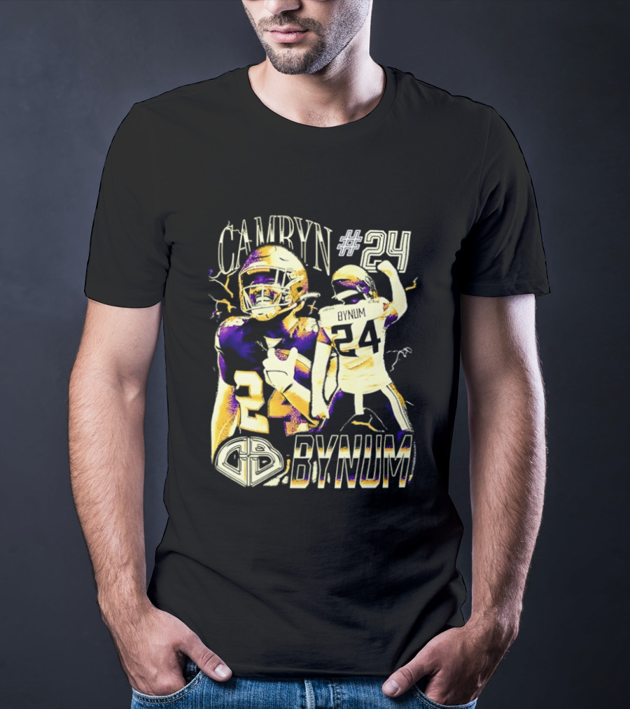 Camryn #24 Bynum Vikings Football Player Lightning T-Shirt