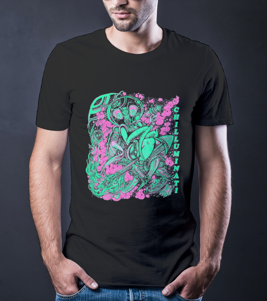 Chilluminati Alien Mantid Retro Comic Style Psychedelic T-Shirt