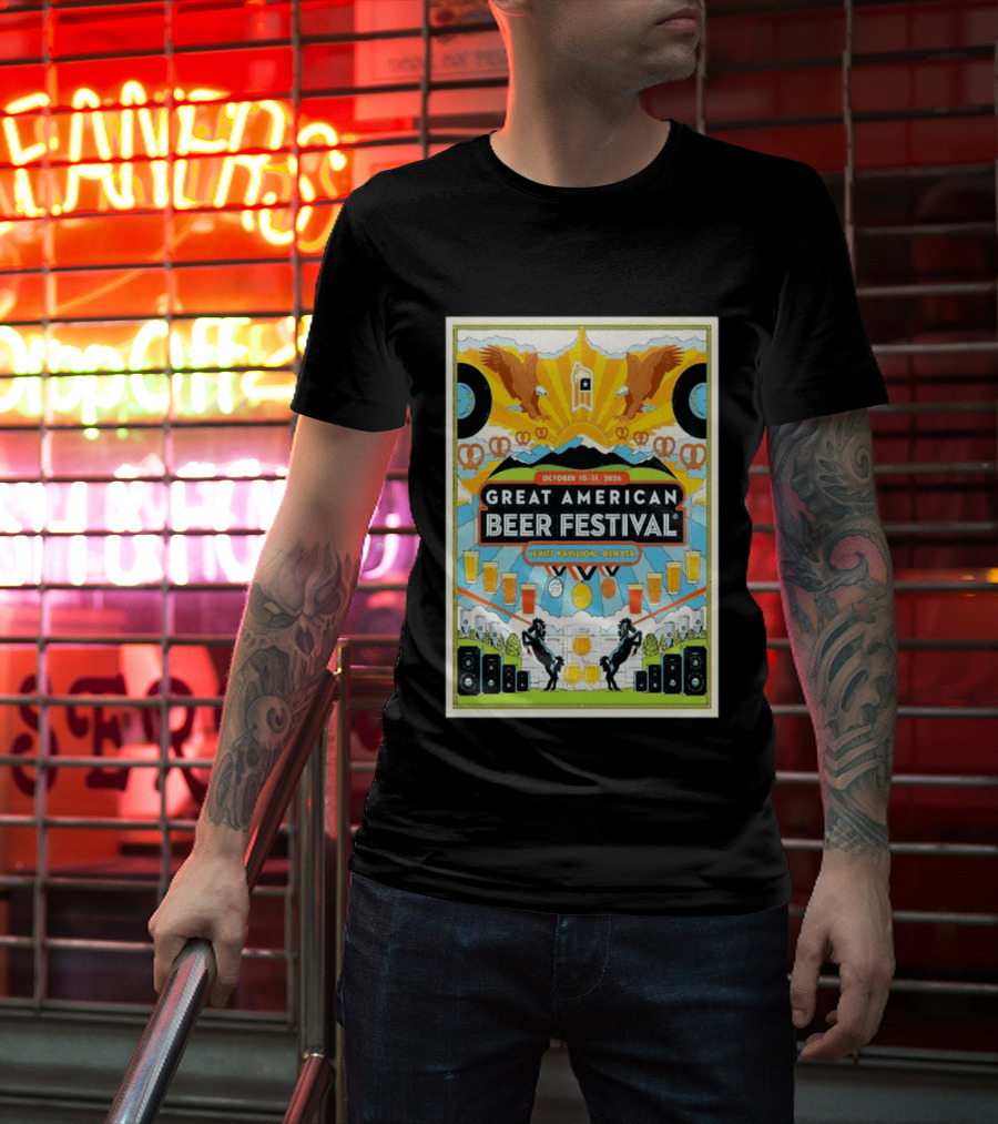 Great American Beer Festival October 10 11 2026 Levitt Pavilion Denver Eagles Pretzels Beer Music T-Shirt