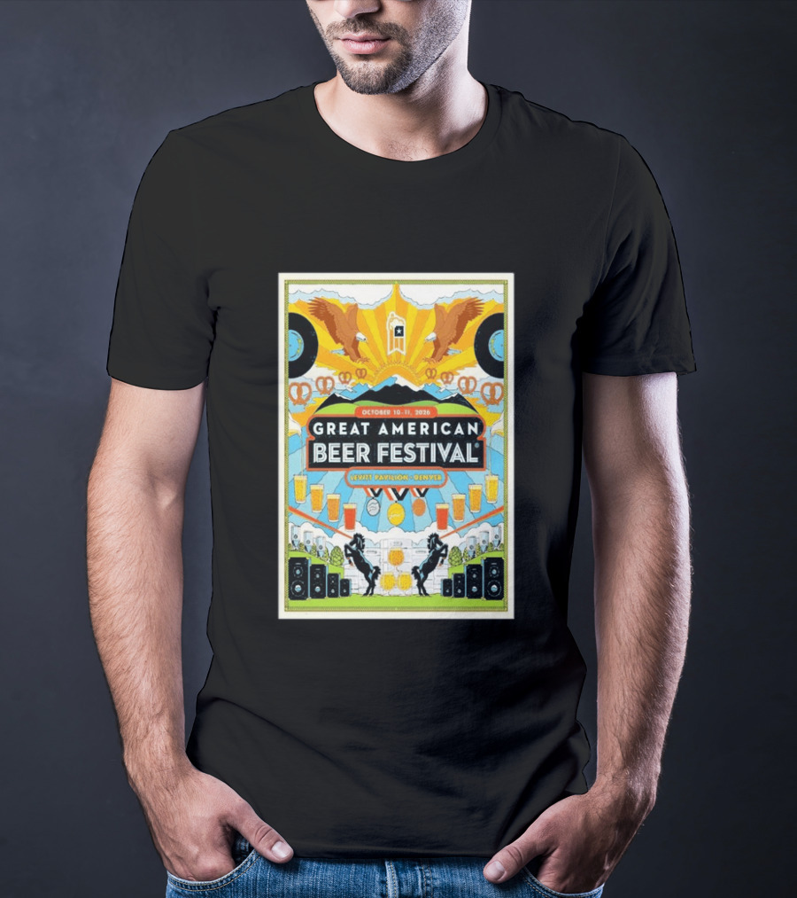 Great American Beer Festival October 10 11 2026 Levitt Pavilion Denver Eagles Pretzels Beer Music T-Shirt