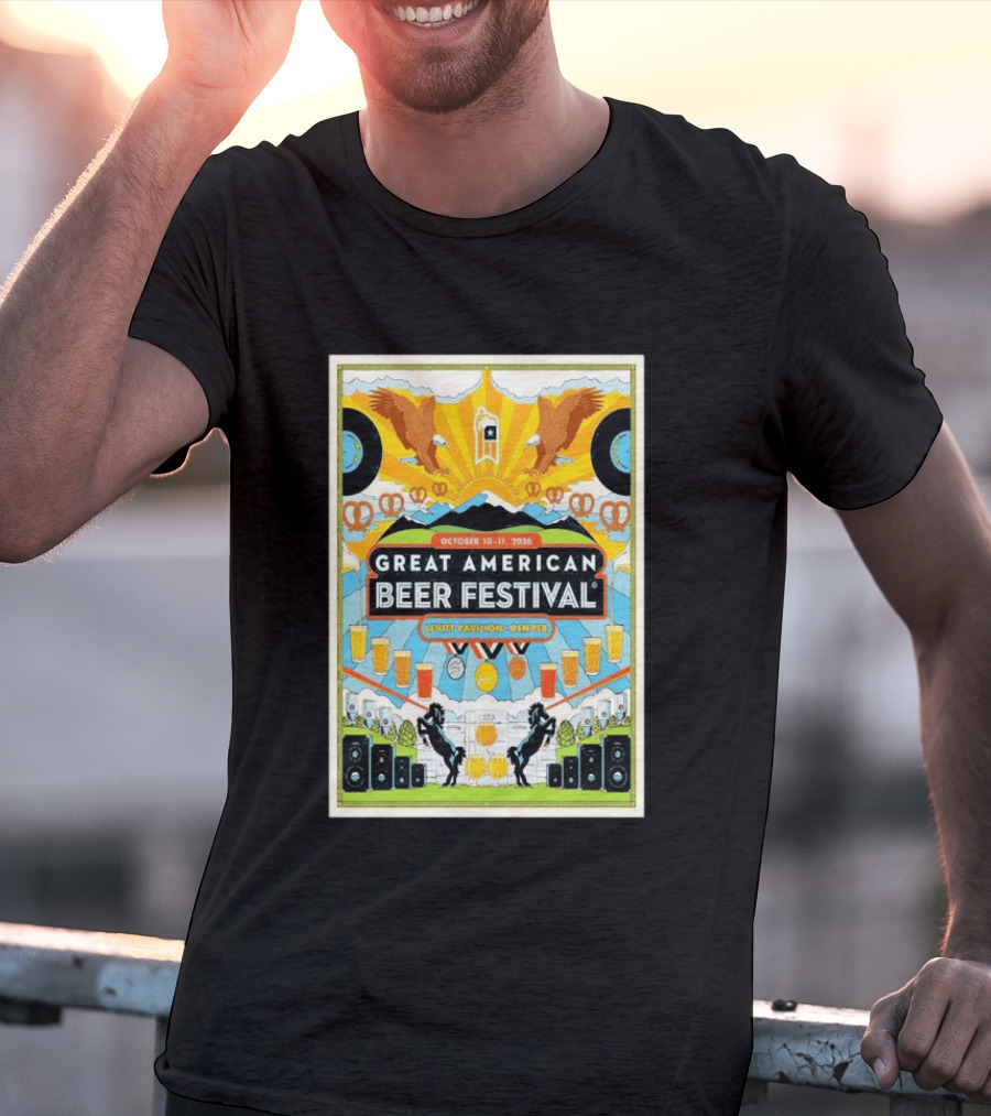 Great American Beer Festival October 10 11 2026 Levitt Pavilion Denver Eagles Pretzels Beer Music T-Shirt