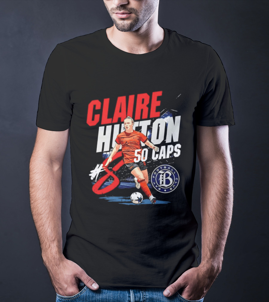 Claire Hutton Bay FC 50 Caps Number 8 Soccer Player T-Shirt