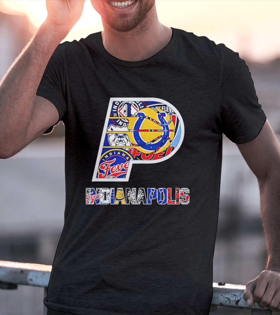 Indiana Pacers Indianapolis Fever Fuel Bulldogs Iconic Sports Collage T-Shirt