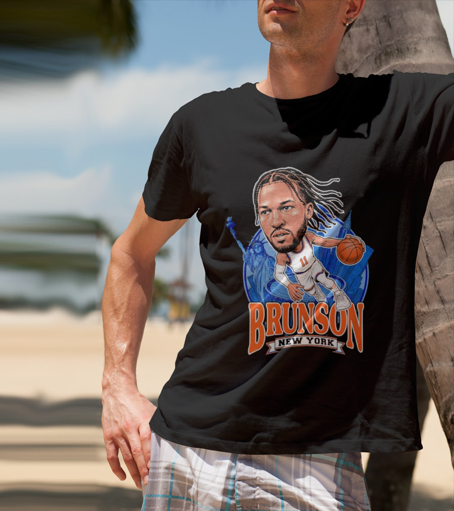 Jalen Brunson New York Knicks Caricature Basketball Limited Edition T-Shirt