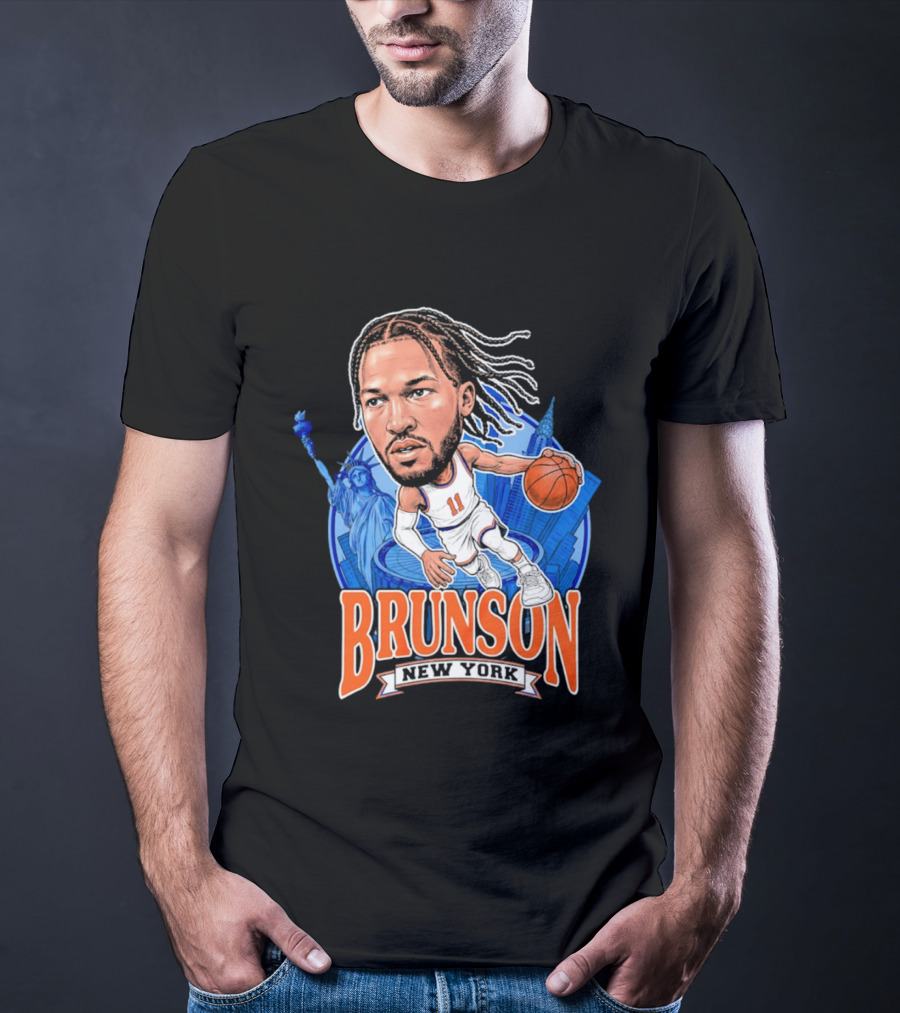 Jalen Brunson New York Knicks Caricature Basketball Limited Edition T-Shirt