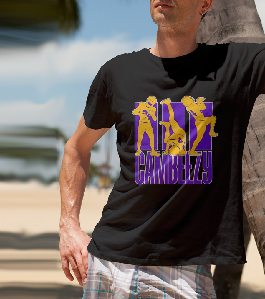 Cambeezy Lil Player 24 Purple Gold Football T-Shirt