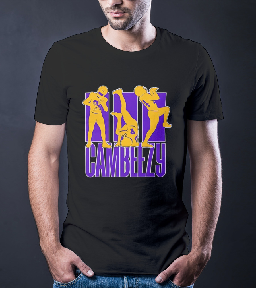 Cambeezy Lil Player 24 Purple Gold Football T-Shirt