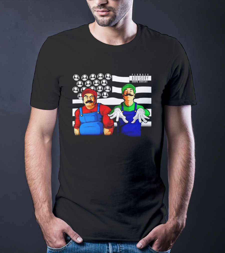 Mario Luigi Plumber Advisory Koopa Mushroom Flag T-Shirt