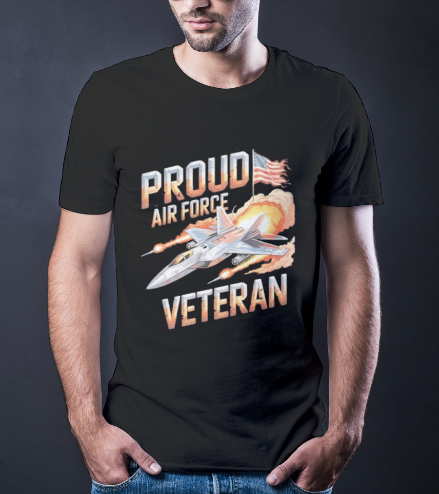 Proud Air Force Veteran F 22 Raptor America Flag T-Shirt