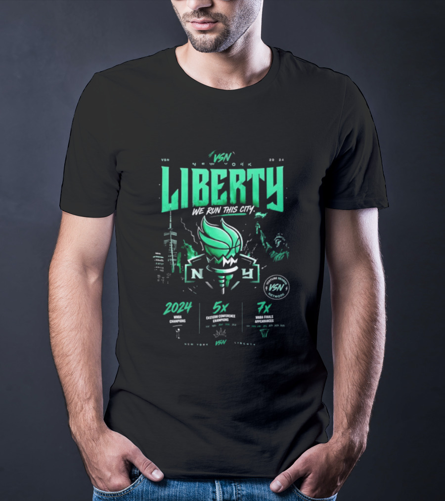 New York Liberty WNBA We Run This City 2004 5x 7x VSN Network T-Shirt