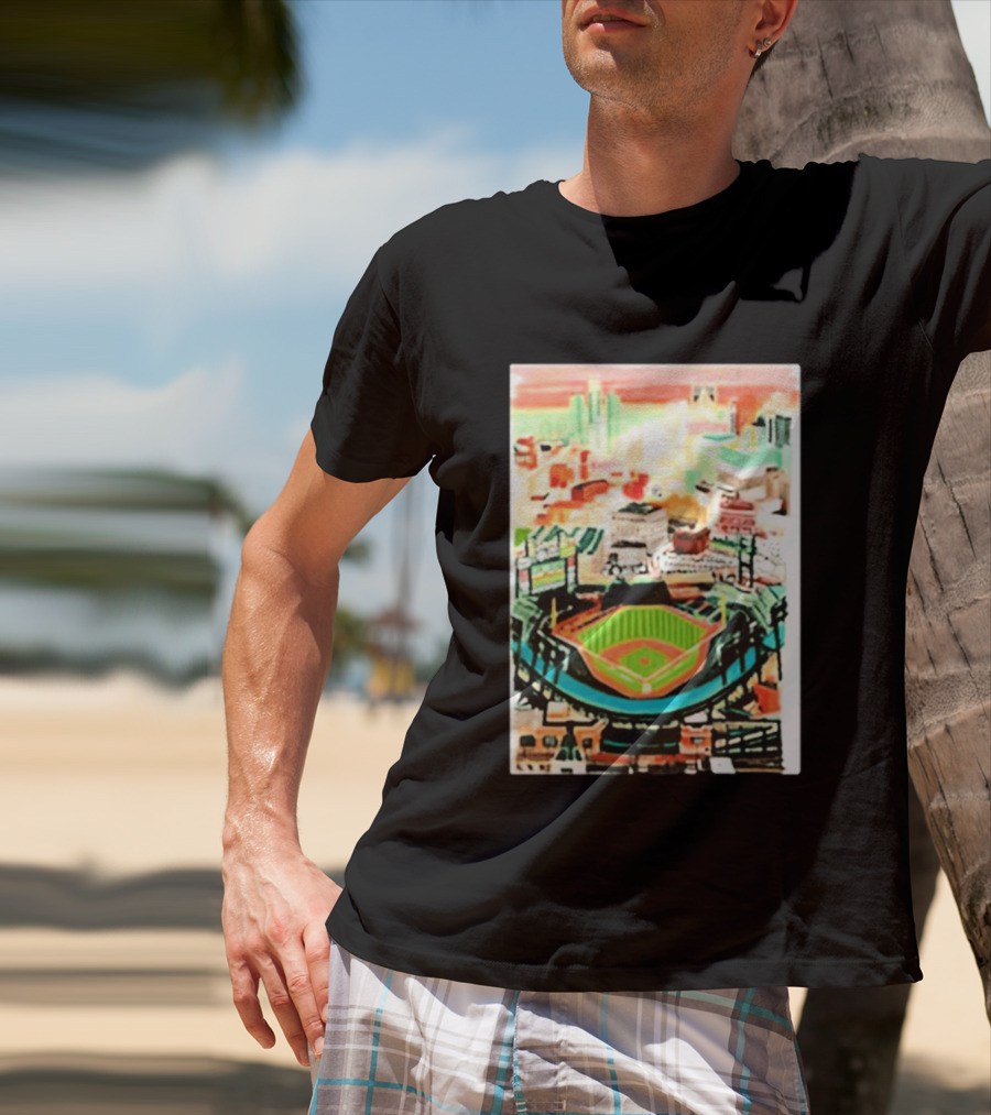 Comerica Park Detroit Skyline Baseball Art Sydney Finney T-Shirt
