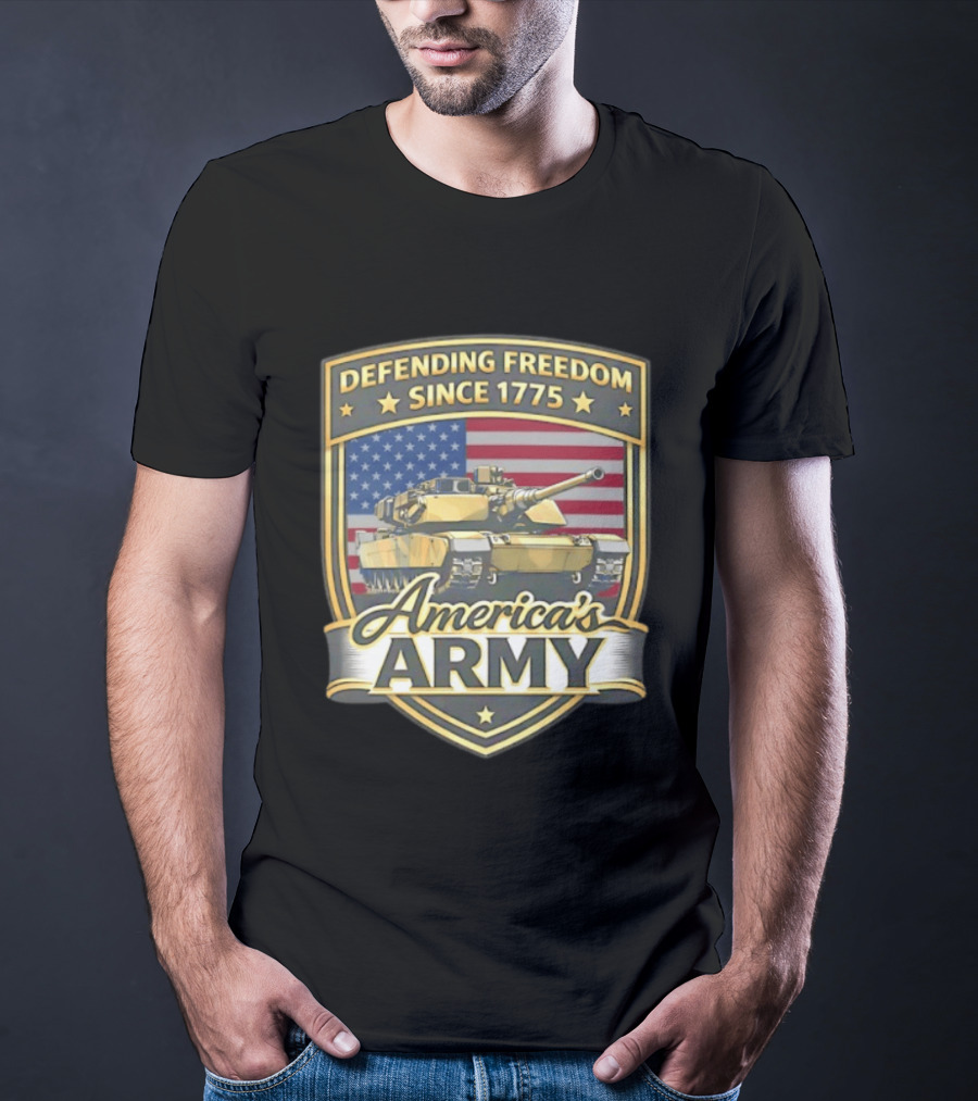 Defending Freedom Since 1775 America's Army With Flag And Tank T-Shirt