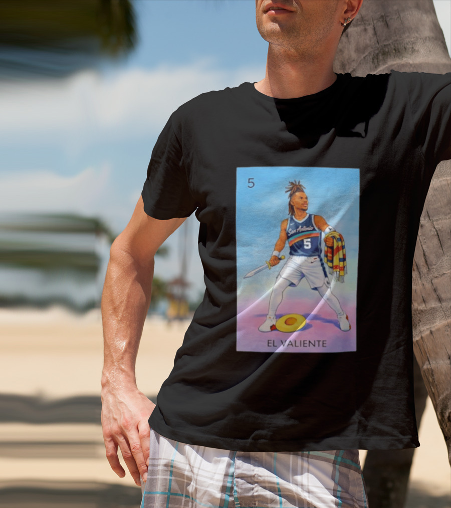 San Antonio Spurs El Valiente Stephon Castle Lotería Card T-Shirt