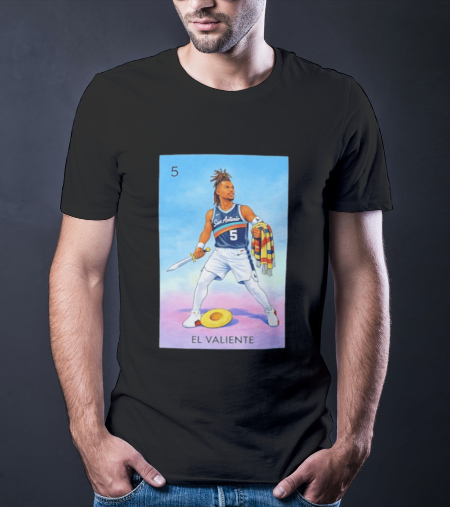 San Antonio Spurs El Valiente Stephon Castle Lotería Card T-Shirt
