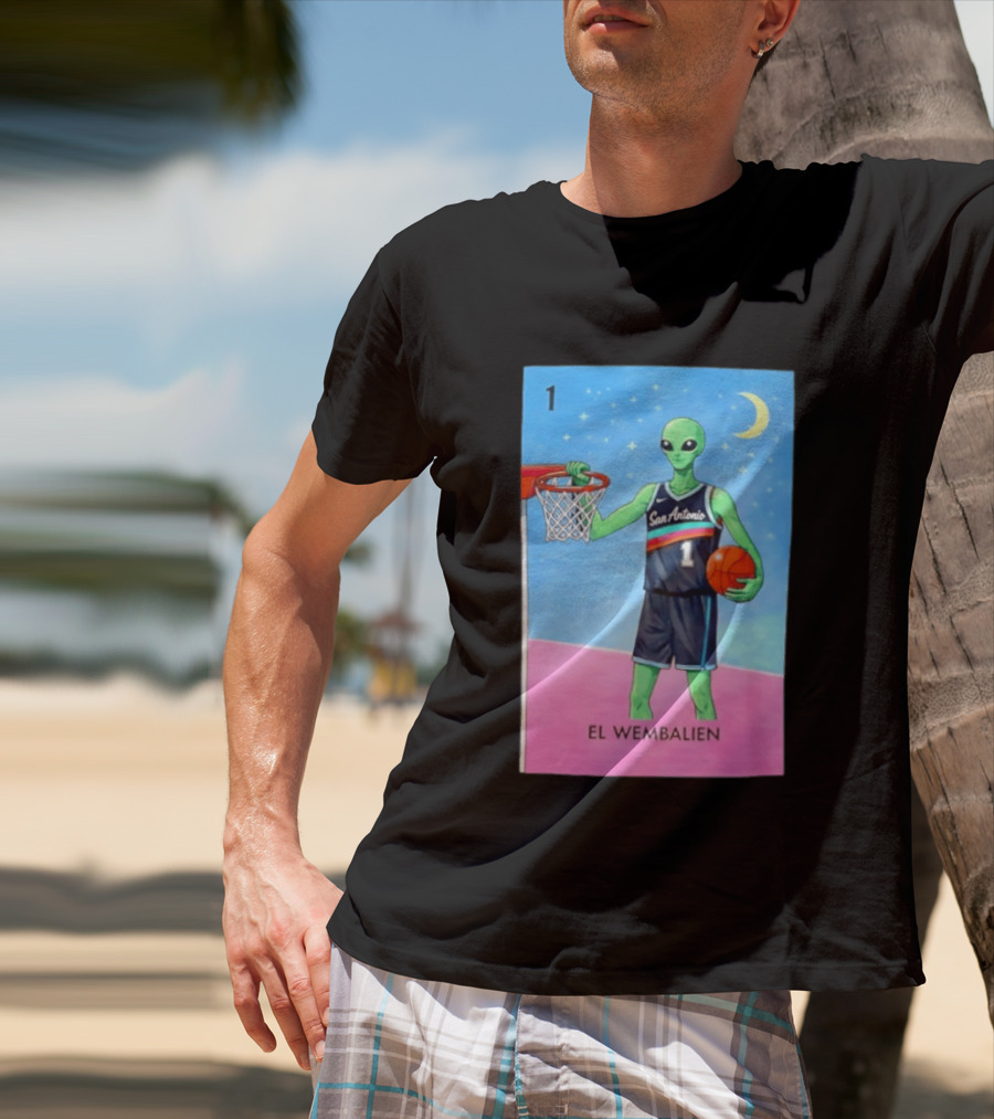 El Wembalien San Antonio Spurs Alien Basketball Number 1 Victor Wembanyama T-Shirt