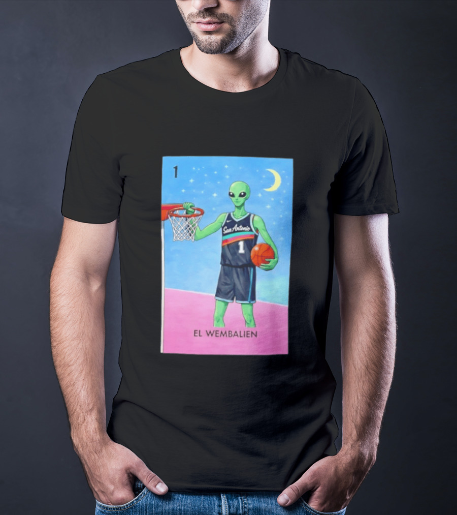 El Wembalien San Antonio Spurs Alien Basketball Number 1 Victor Wembanyama T-Shirt