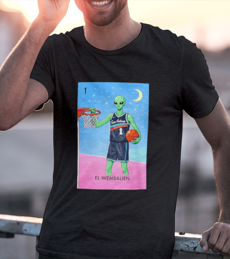 El Wembalien San Antonio Spurs Alien Basketball Number 1 Victor Wembanyama T-Shirt