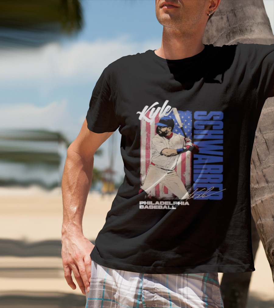 Kyle Schwarber American Flag Philadelphia Baseball T-Shirt