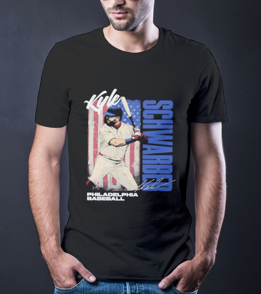 Kyle Schwarber American Flag Philadelphia Baseball T-Shirt
