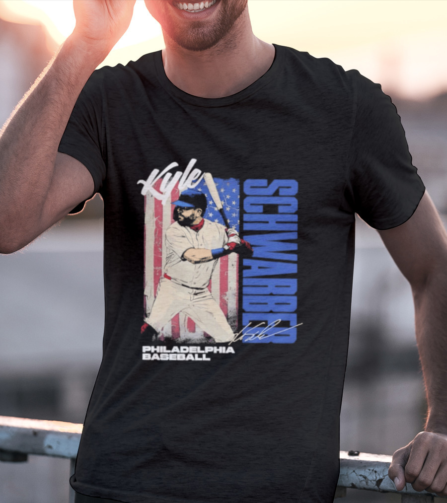 Kyle Schwarber American Flag Philadelphia Baseball T-Shirt