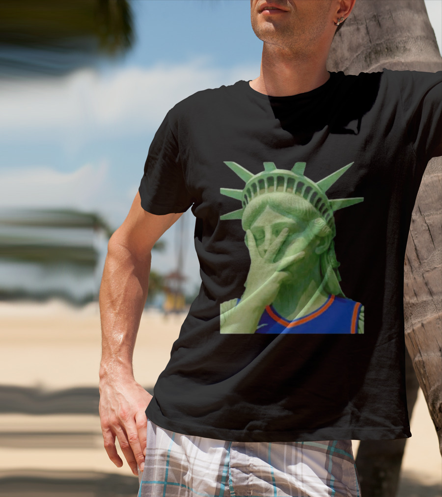 Liberty And Brunson For All Jalen Brunson 3 Points Pose Statue Of Liberty Knicks Jersey T-Shirt