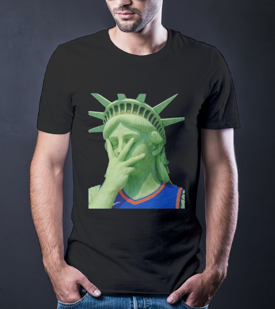Liberty And Brunson For All Jalen Brunson 3 Points Pose Statue Of Liberty Knicks Jersey T-Shirt