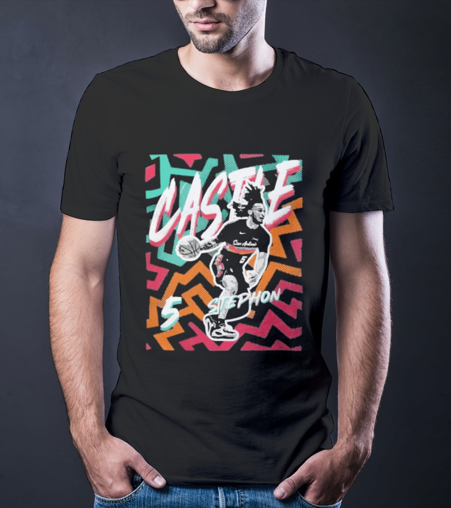 San Antonio Spurs 2026 NBA Stephon Castle Fiesta 5 T-Shirt