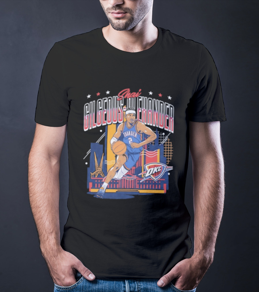 Shai Gilgeous Alexander Thunder 2 Oklahoma City Skyline Stars Basketball T-Shirt