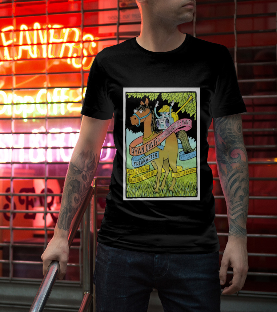 Ryan Davis And The Roadhouse Band Freakwater Opener June 18 2026 Headliners Music Hall Louisville KY Real Music All Ages T-Shirt