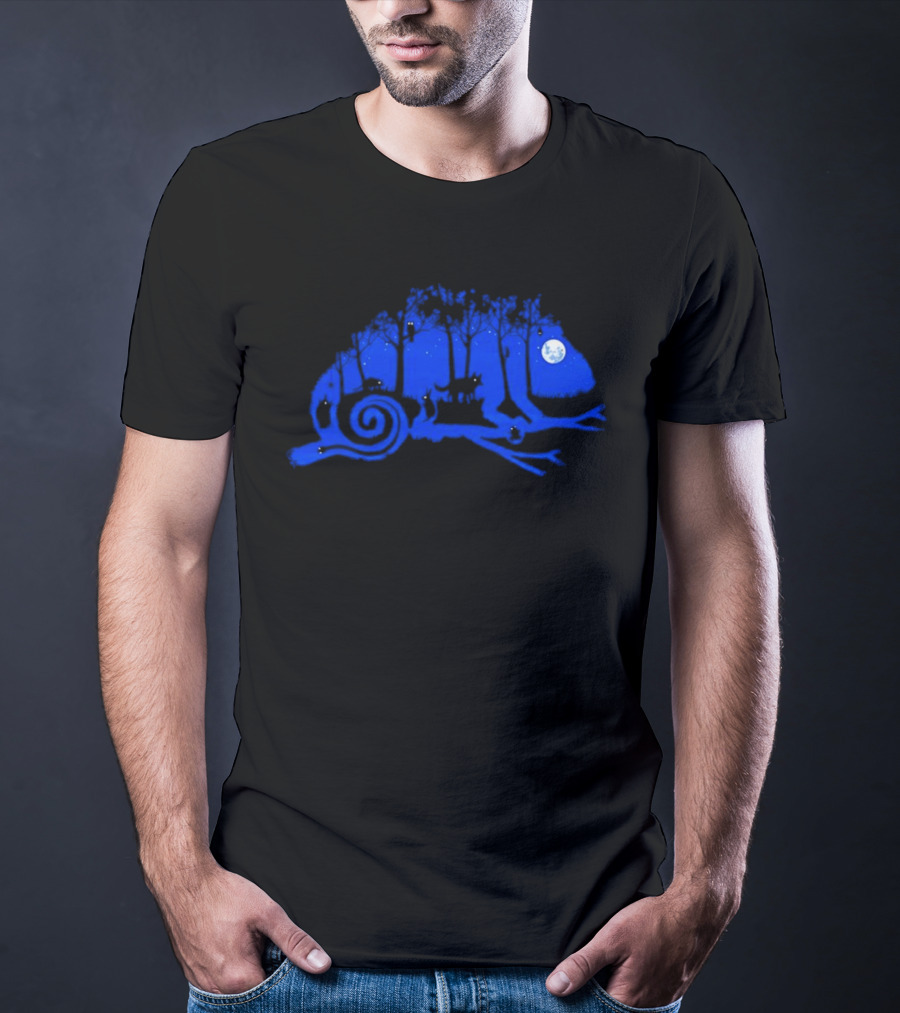 The Midnight Forest Chameleon Moonlit Night Sky T-Shirt