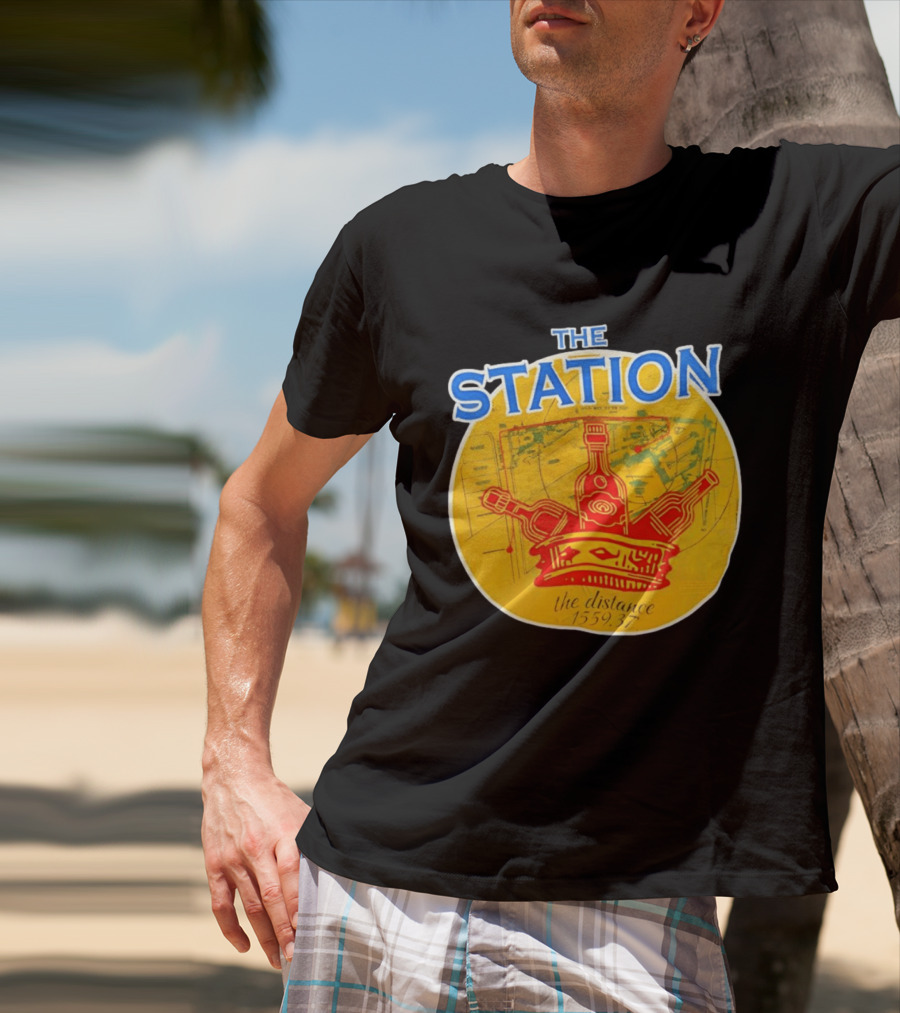 The Station The Distance 1559.37 Map And Bottles T-Shirt