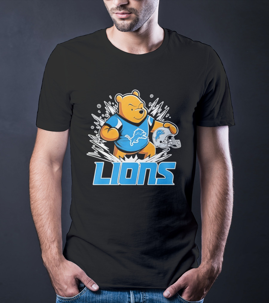 Winnie Pooh Detroit Lions 2024 Helmet Lions Football Team Fan Merchandise T-Shirt