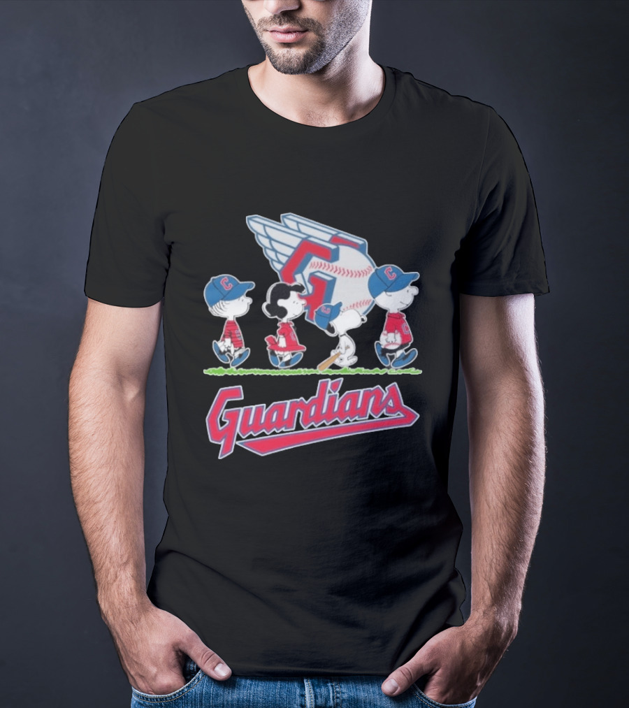 2026 Guardians Peanuts Characters Walking Abbey Road Baseball T-Shirt