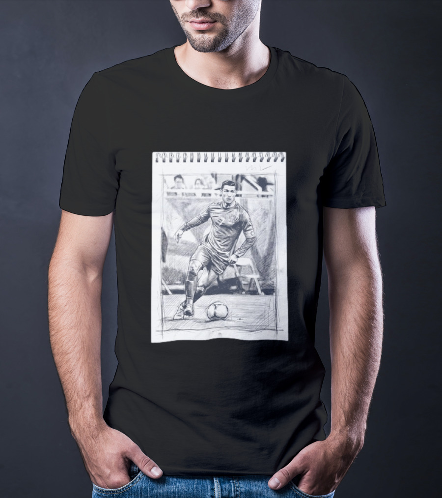 Cristiano Ronaldo CR7 Soccer Sketchbook Drawing T-Shirt
