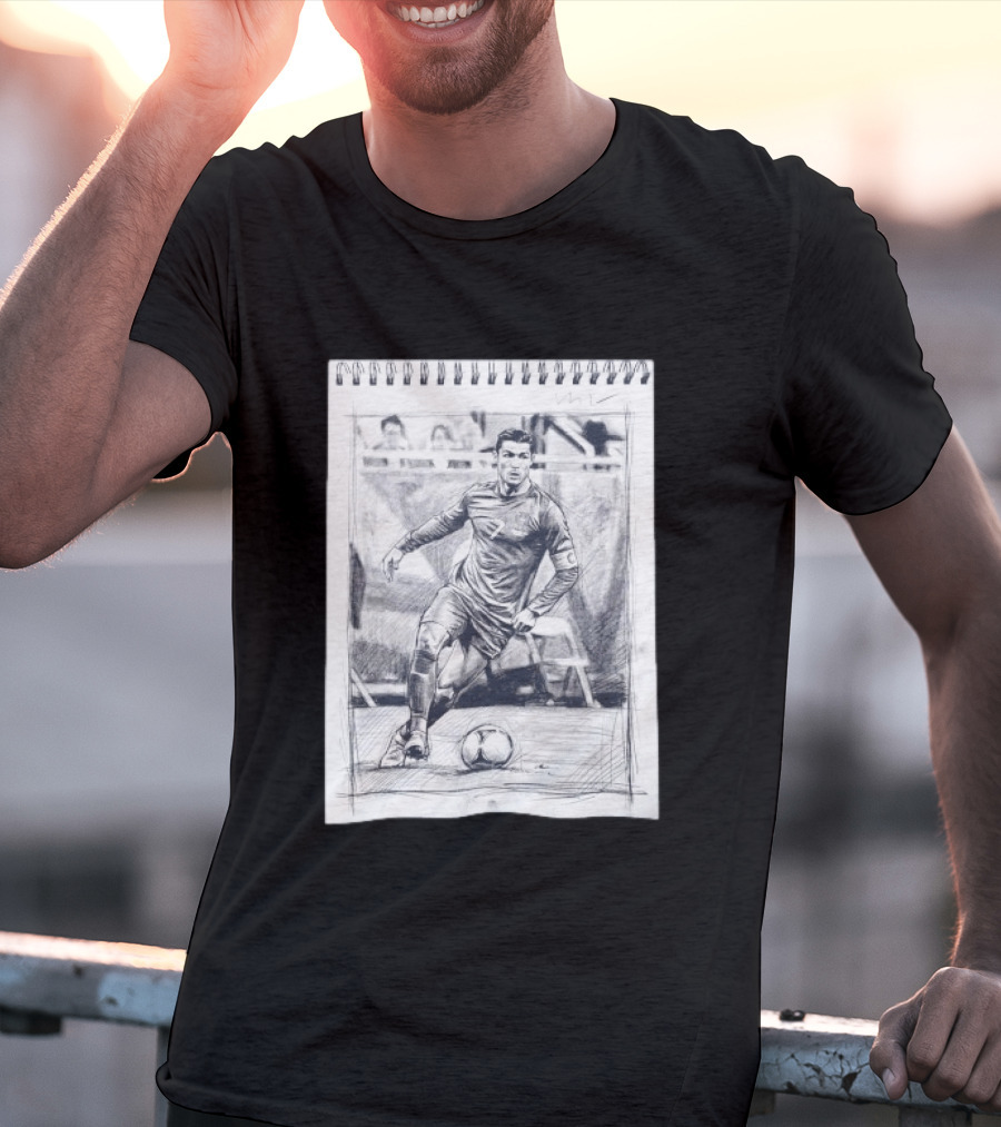 Cristiano Ronaldo CR7 Soccer Sketchbook Drawing T-Shirt