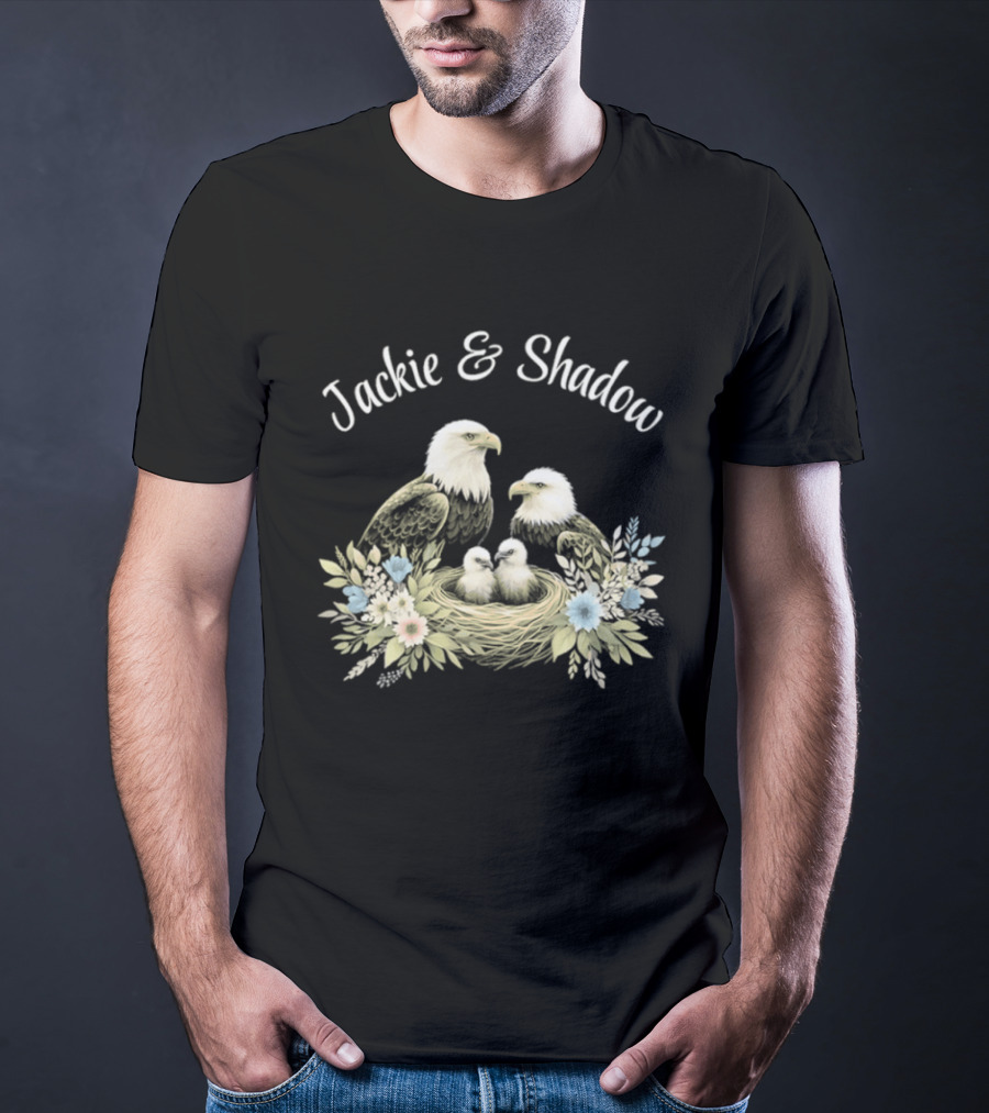 Jackie & Shadow Eagles With Nest And Flowers T-Shirt