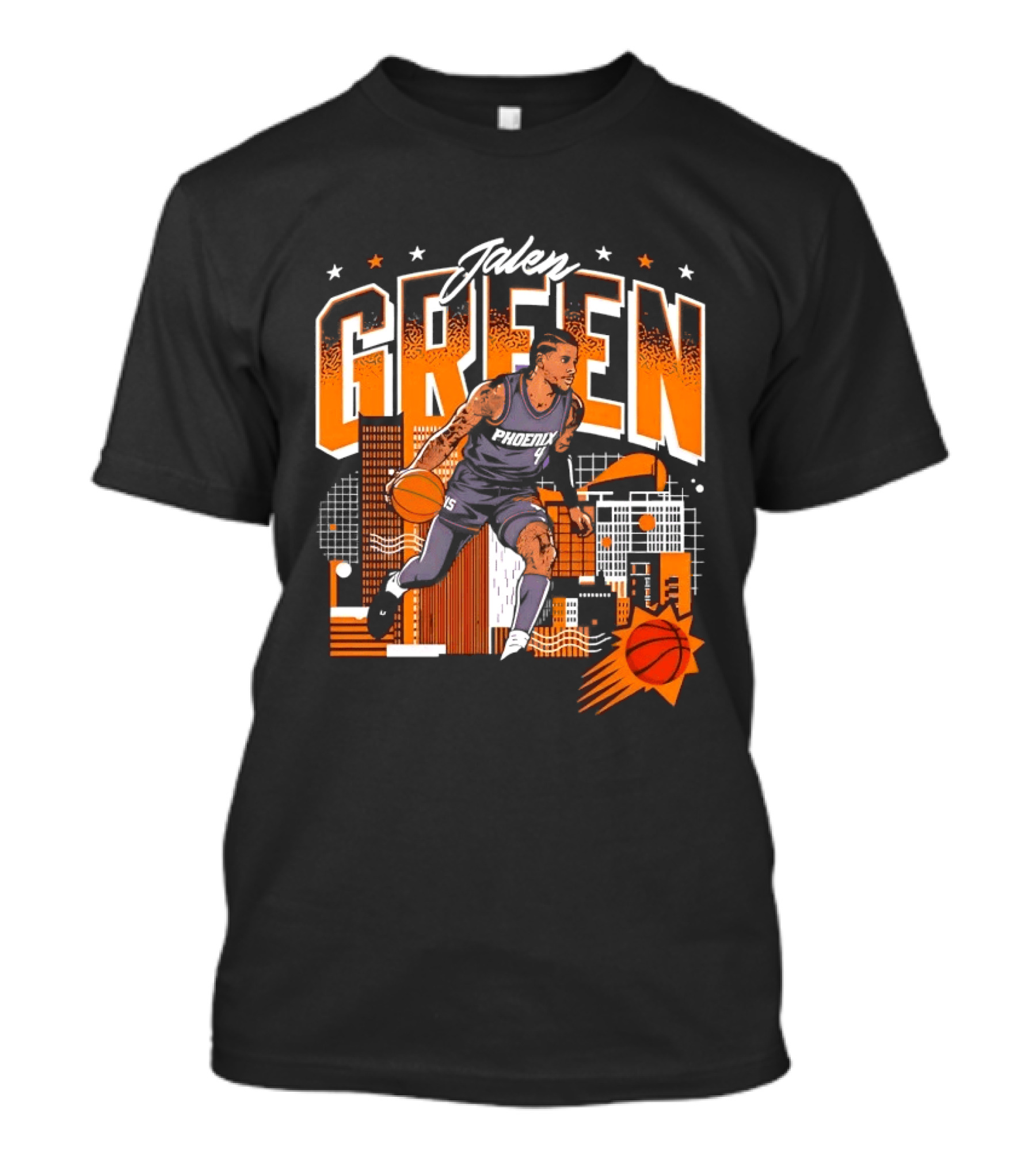Jalen Green Phoenix Suns NBA Basketball Urban Skyline Art 4 15 NBPA T-Shirt
